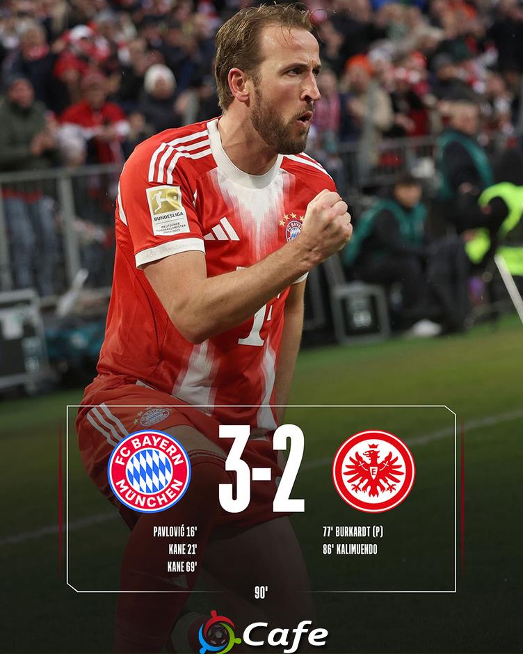 Kết quả Bayern 3-2 Frankfurt: Người hùng Harry Kane