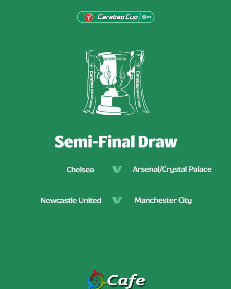 Bốc thăm bán kết Carabao Cup: Man City đối đầu Newcastle, Chelsea chờ Arsenal