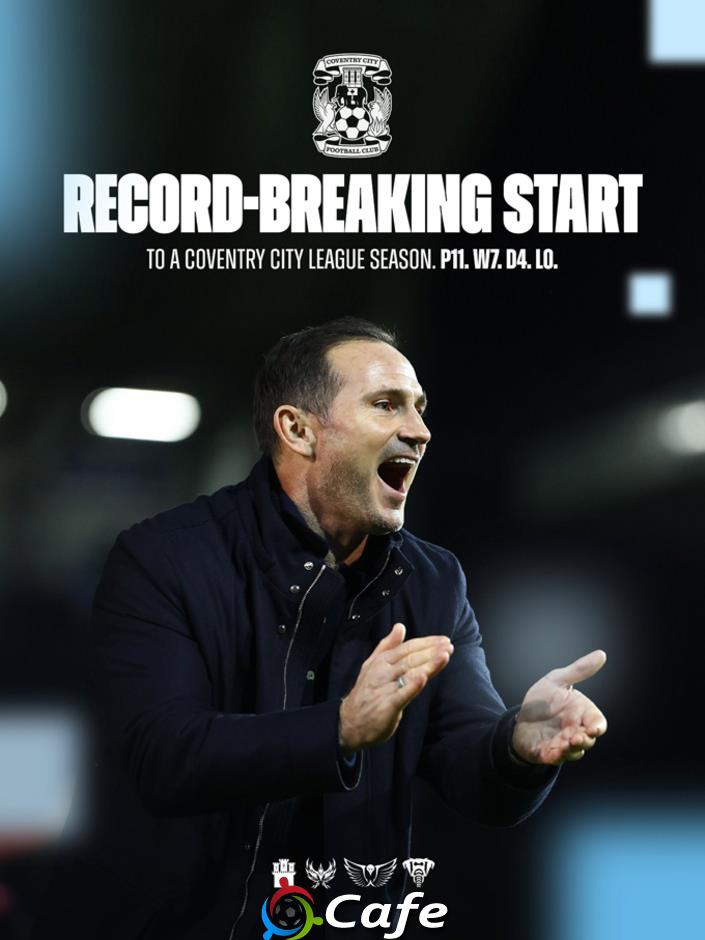 Frank Lampard giúp Coventry lập kỷ lục vô tiền khoáng hậu tại Championship Frank Lampard giúp Coventry lập kỷ lục vô tiền khoáng hậu tại Championship
