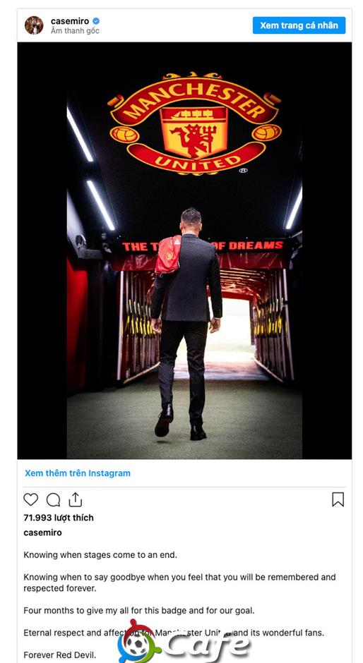 Casemiro chia tay MU sau mùa giải 2025/26