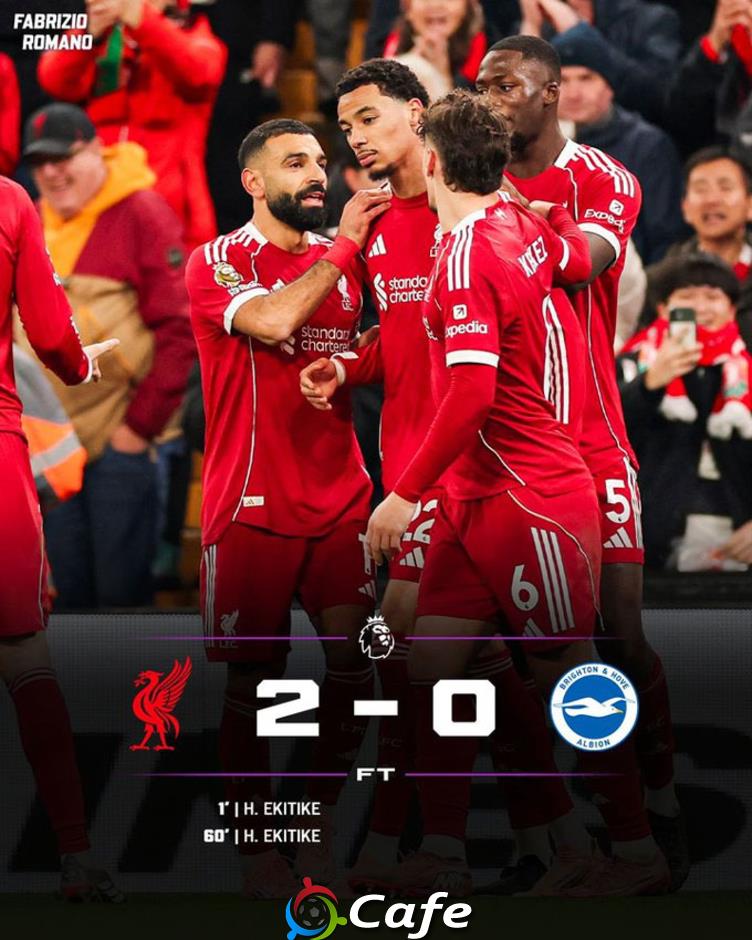 Kết quả Liverpool 2-0 Brighton: Dấu ấn của Salah và Ekitike