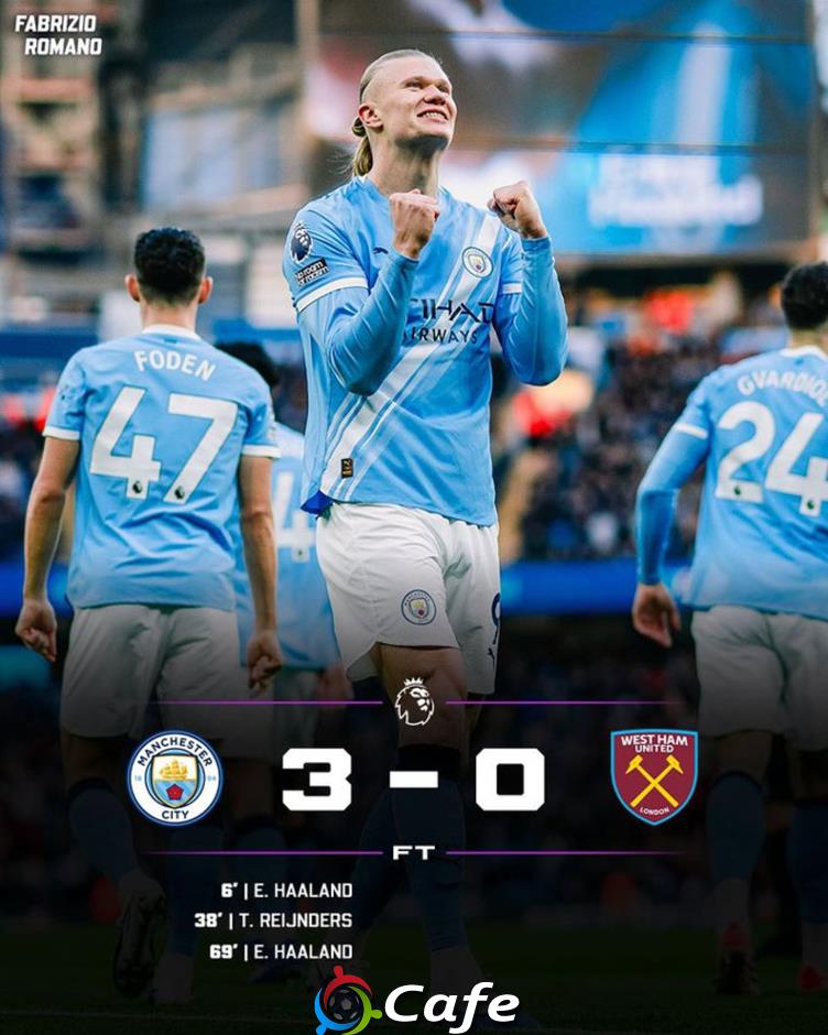 Kết quả Man City 3-0 West Ham: Man xanh tạm chiếm ngôi đầu